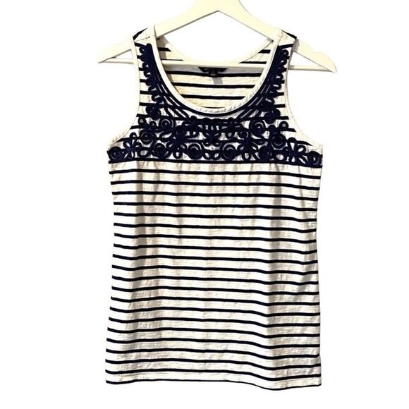 Lands End tank top striped Embroidered small - Picture 1 of 6